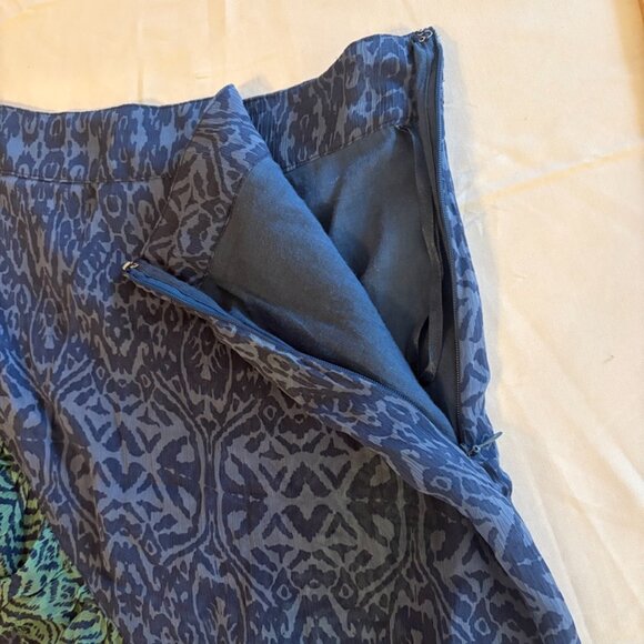 Free People Around The World Ruffle Pattern Mini Skirt Green And Blue Size 6 - Picture 9 of 11